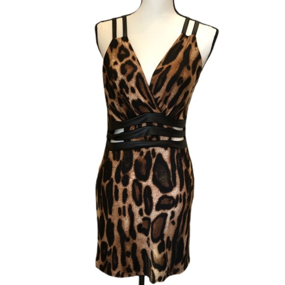 Y2K Clubbing Leopard Print Bodycon Dress W/ Cutouts
